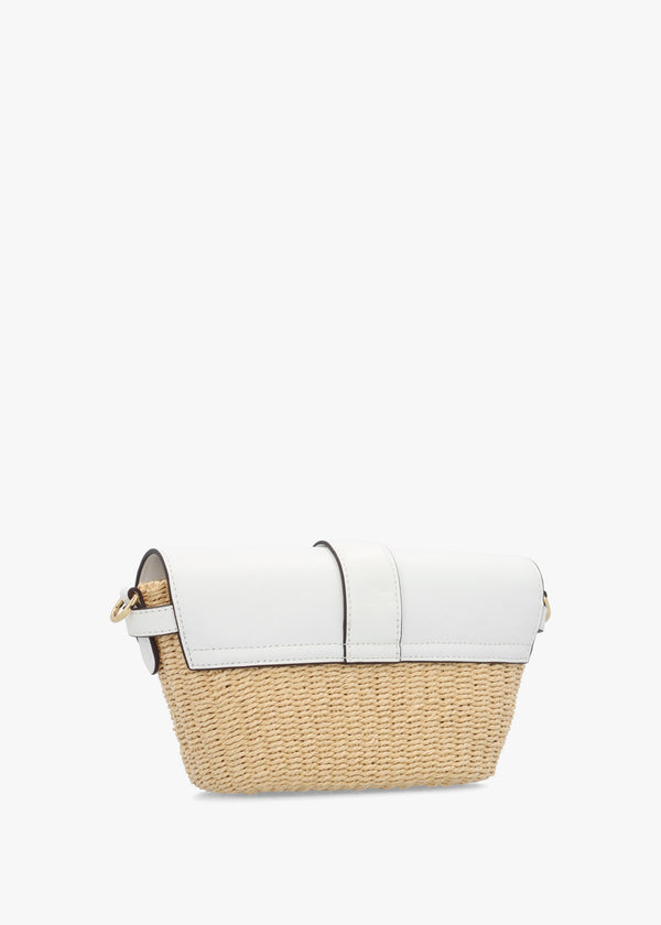 Lynden Small Natural White Straw-Leather Shoulder Bag