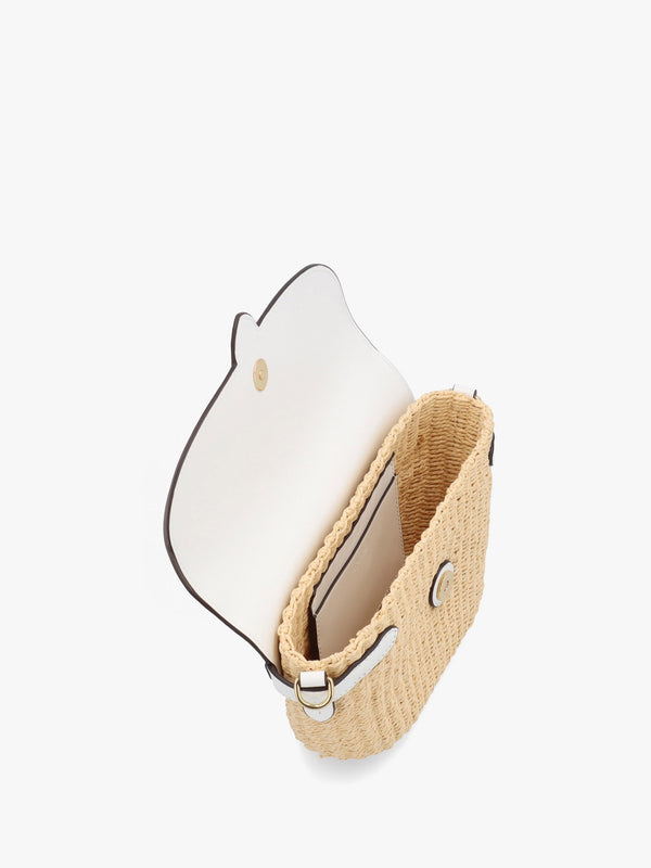 Lynden Small Natural White Straw-Leather Shoulder Bag