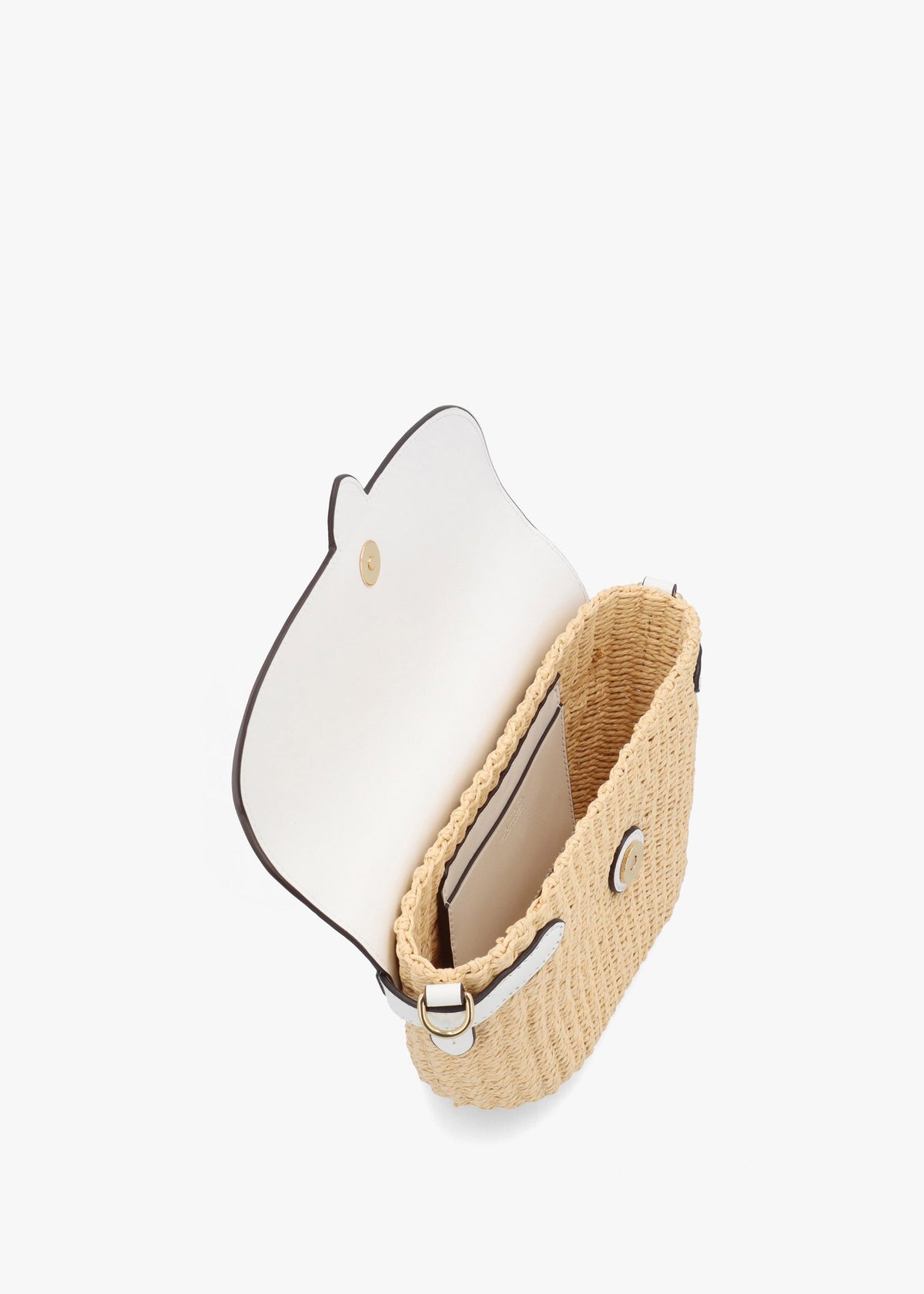 Lynden Small Natural White Straw-Leather Shoulder Bag