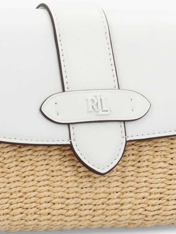 Lynden Small Natural White Straw-Leather Shoulder Bag