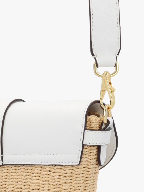 Lynden Small Natural White Straw-Leather Shoulder Bag