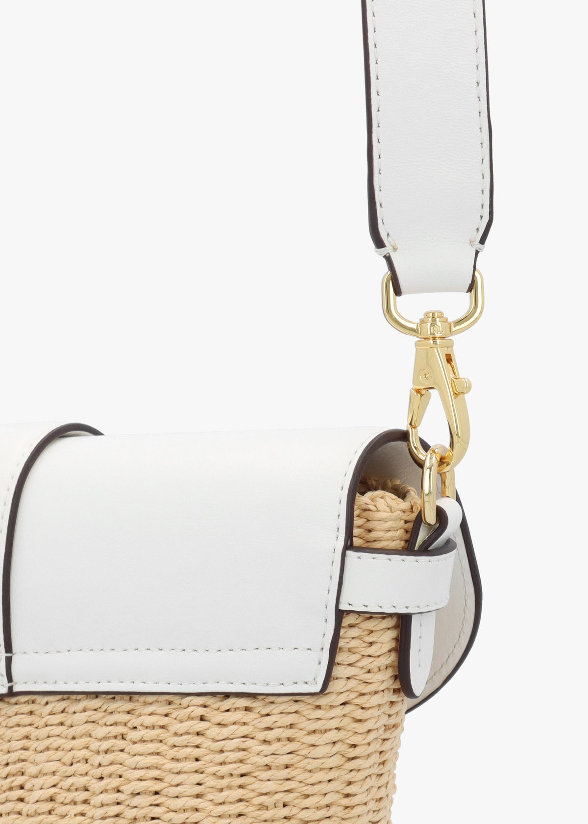 Lynden Small Natural White Straw-Leather Shoulder Bag
