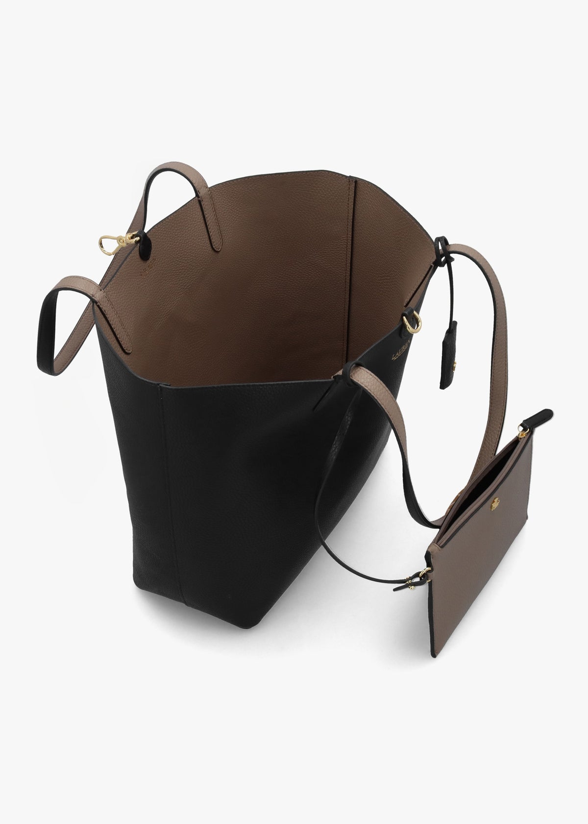 Medium Black Taupe Reversable Tote Bag