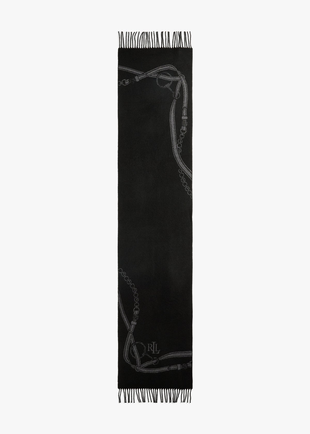 Belting-Motif Black Scarf & Beanie Gift Set