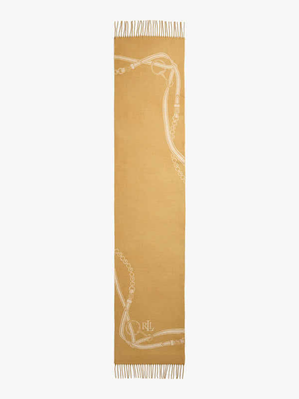 Belting-Motif Camel Scarf & Beanie Gift Set