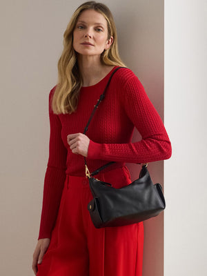 Blaike Small Black Leather Shoulder Bag
