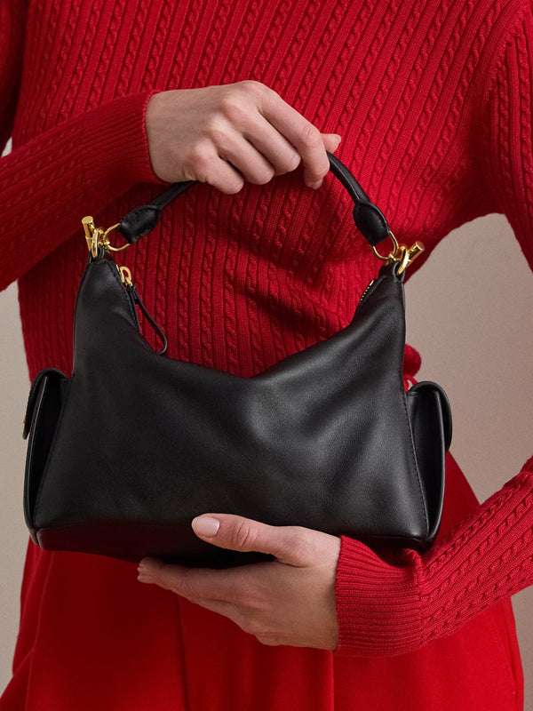 Blaike Small Black Leather Shoulder Bag