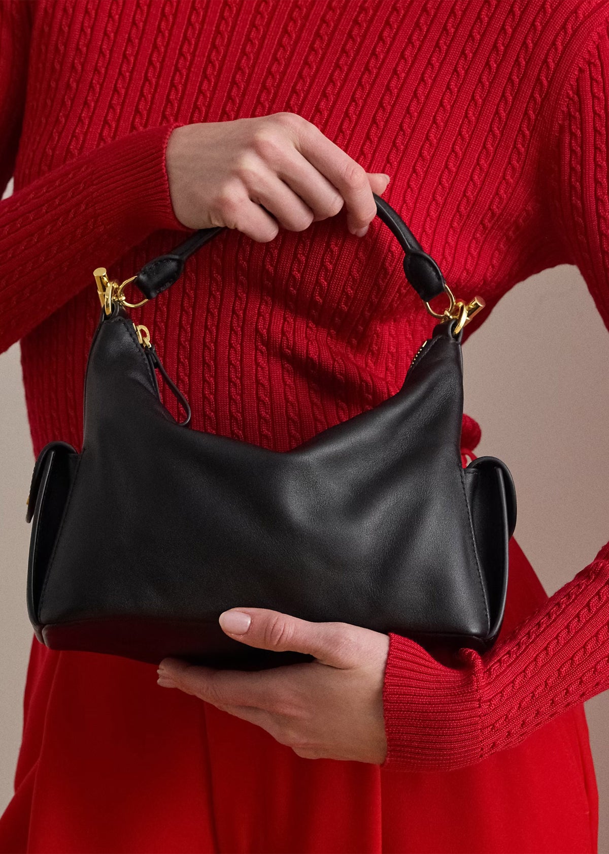 Blaike Small Black Leather Shoulder Bag