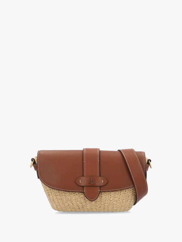 Lynden Small Natural Lauren Tan Straw-Leather Shoulder Bag