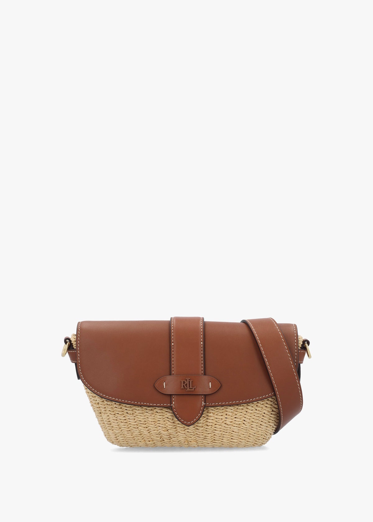 Lynden Small Natural Lauren Tan Straw-Leather Shoulder Bag