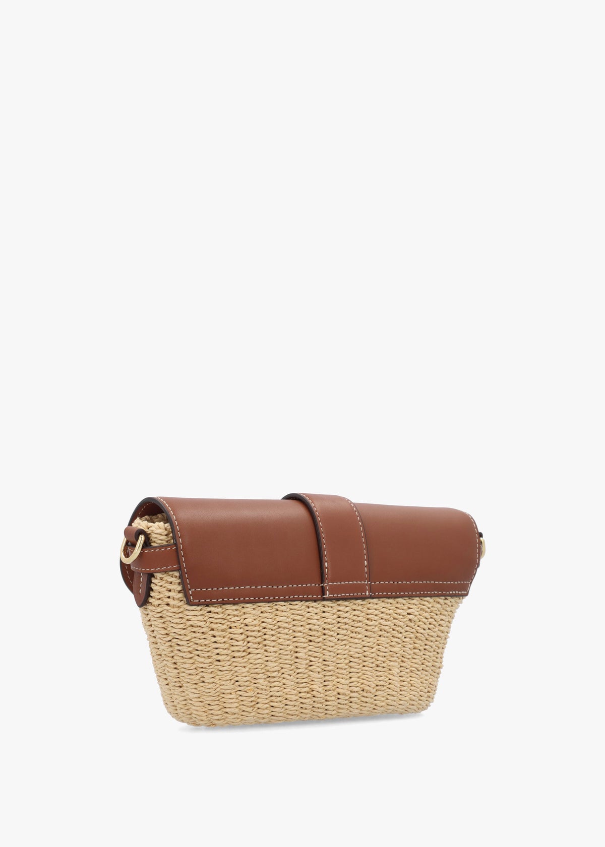 Lynden Small Natural Lauren Tan Straw-Leather Shoulder Bag