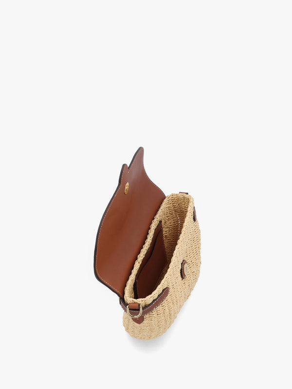 Lynden Small Natural Lauren Tan Straw-Leather Shoulder Bag