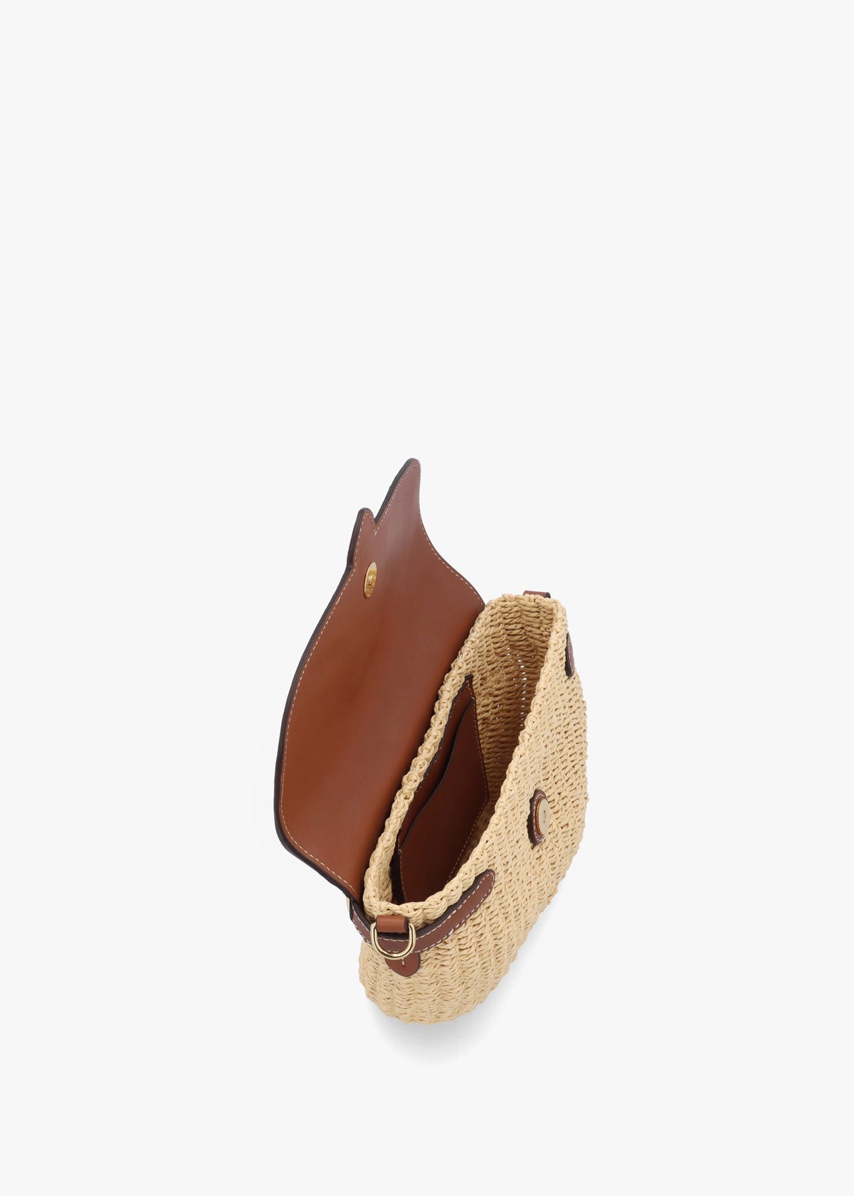 Lynden Small Natural Lauren Tan Straw-Leather Shoulder Bag
