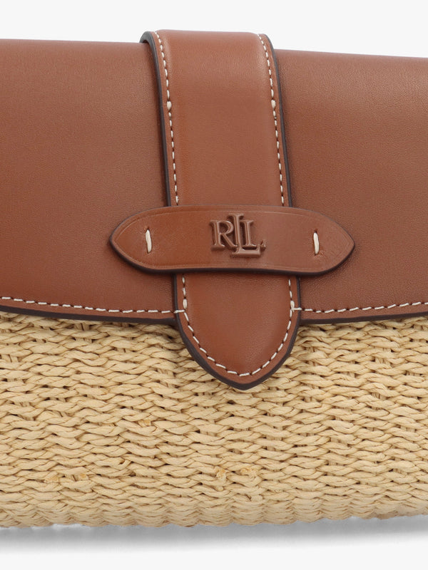 Lynden Small Natural Lauren Tan Straw-Leather Shoulder Bag