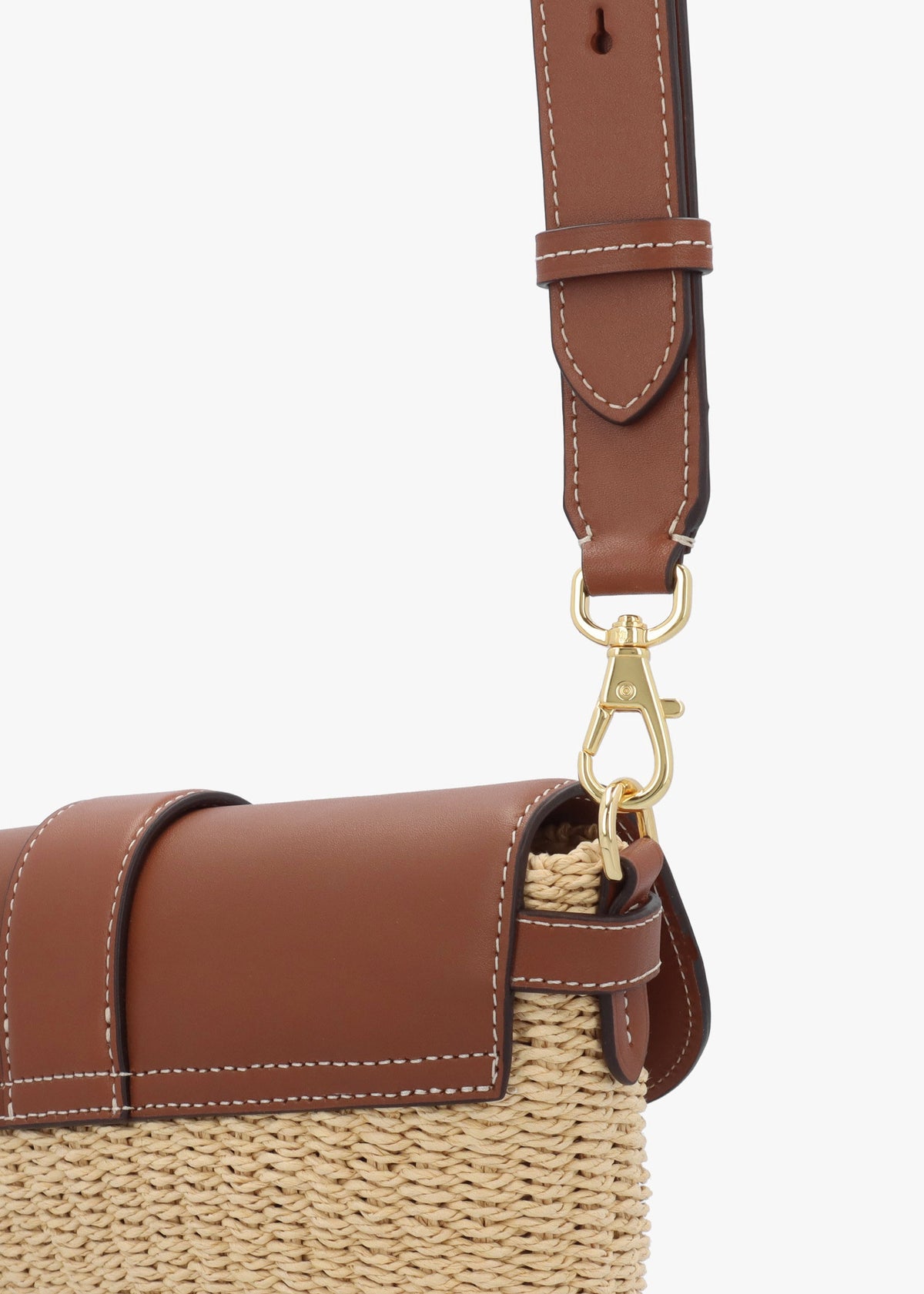 Lynden Small Natural Lauren Tan Straw-Leather Shoulder Bag
