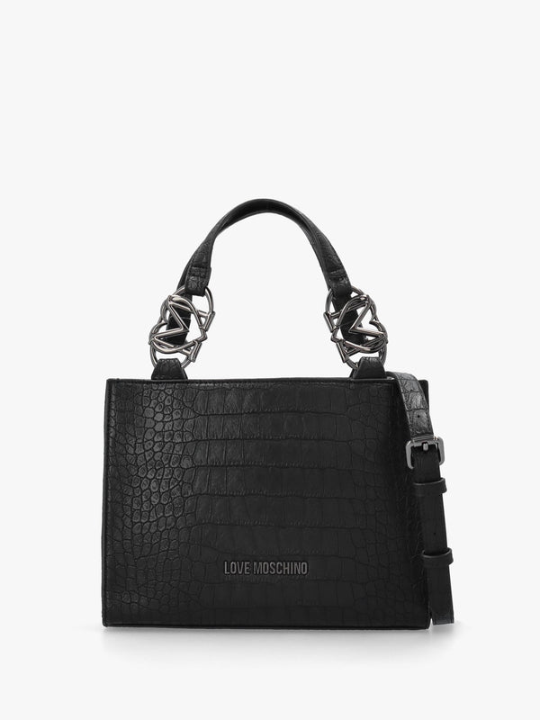 Black Moc Croc Shopper Bag