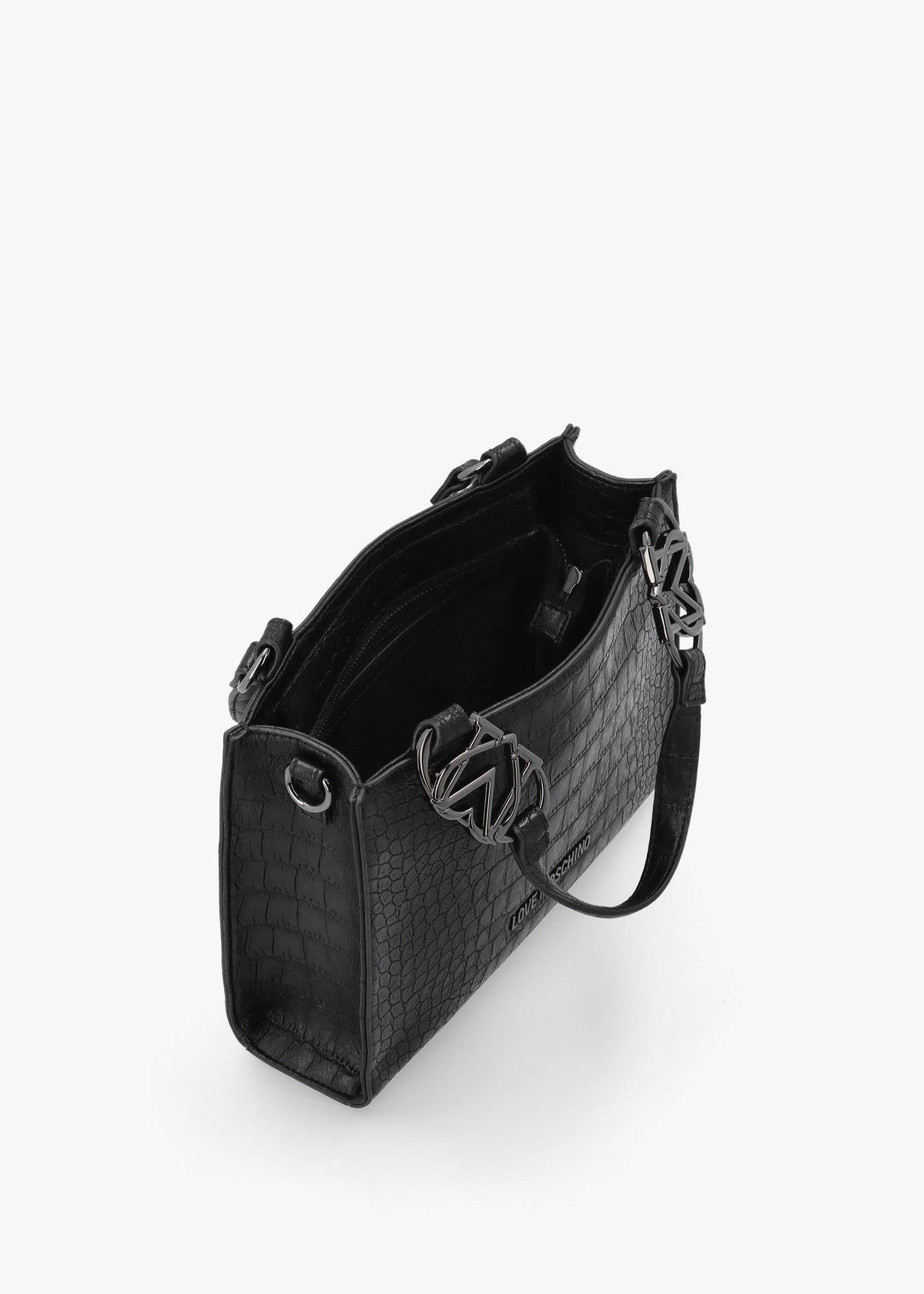 Black Moc Croc Shopper Bag