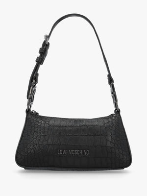 Black Moc Croc Shoulder Bag