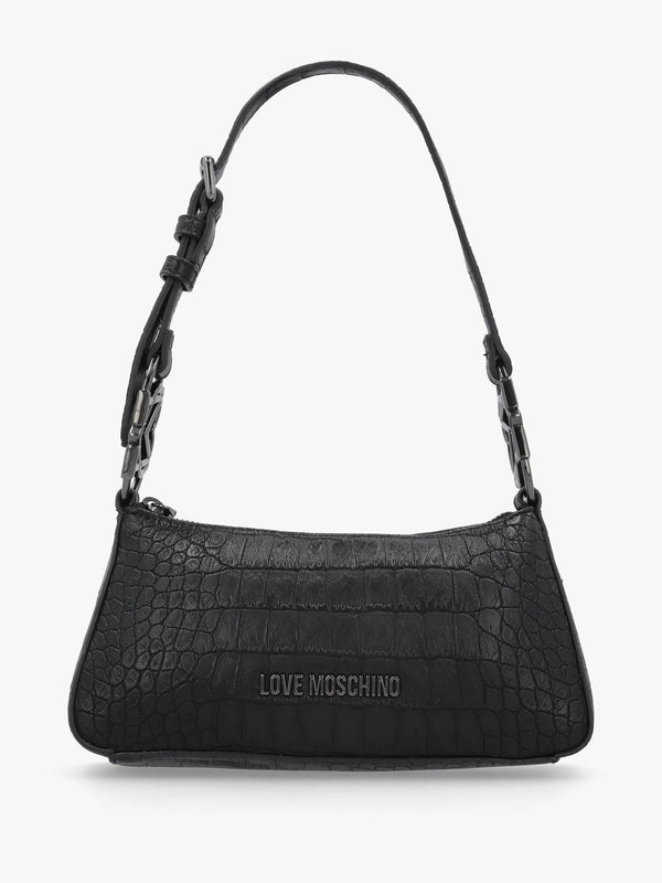 Black Moc Croc Shoulder Bag