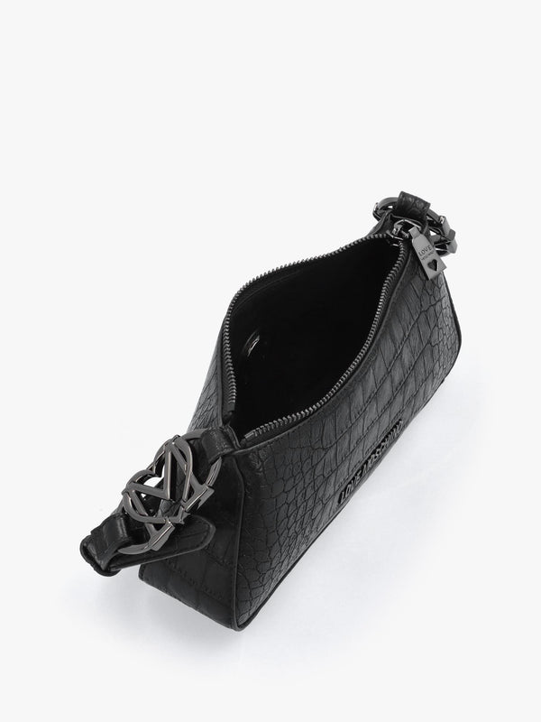 Black Moc Croc Shoulder Bag
