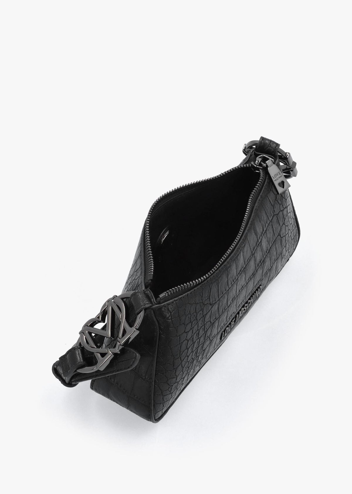 Black Moc Croc Shoulder Bag