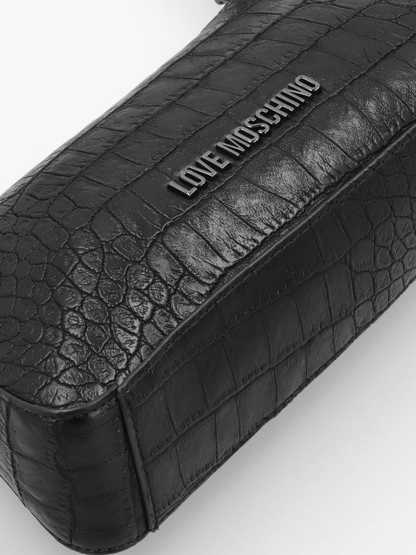 Black Moc Croc Shoulder Bag