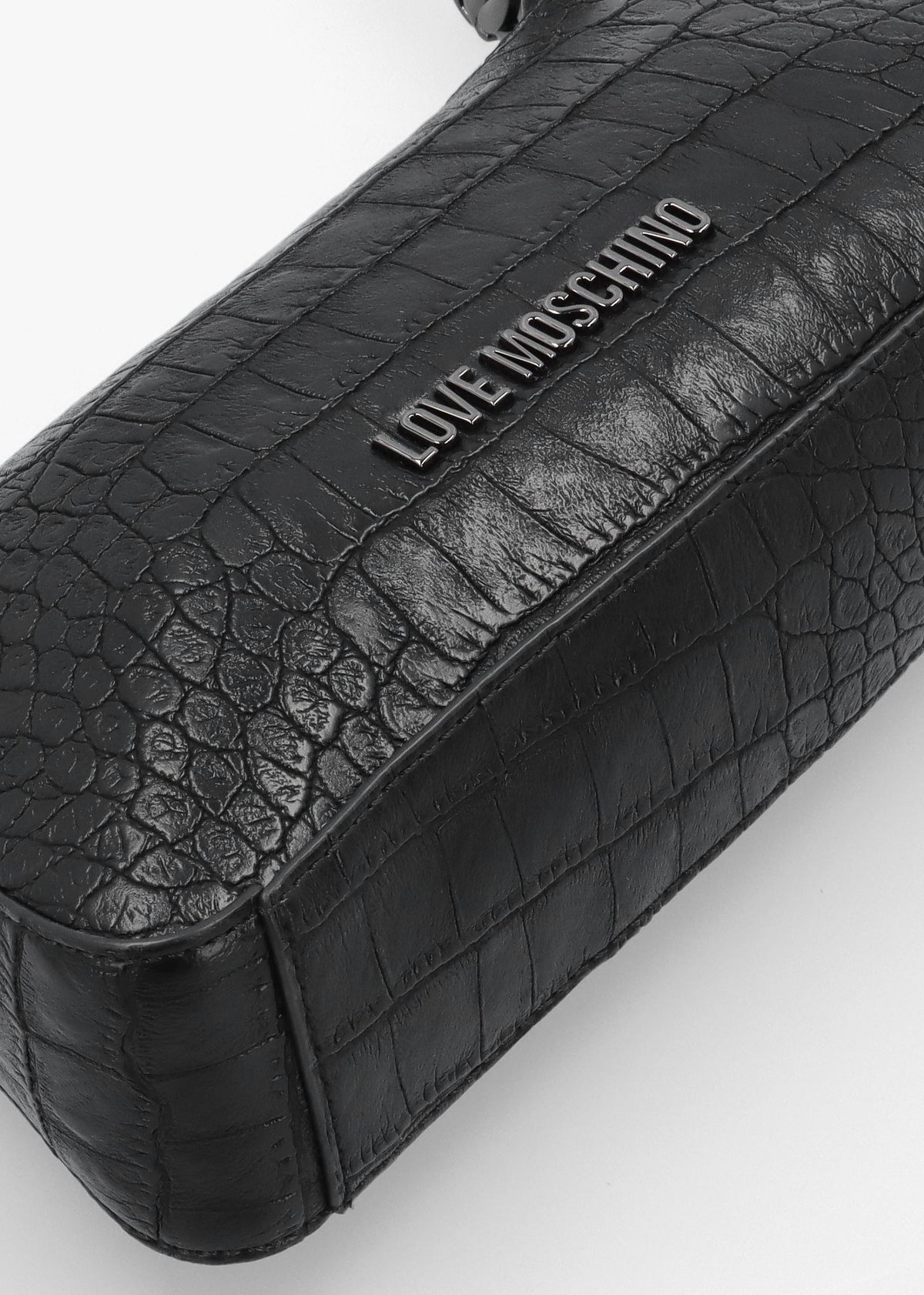 Black Moc Croc Shoulder Bag