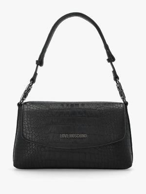 Black Moc Croc Shoulder Bag