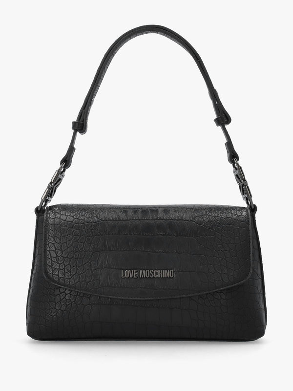 Black Moc Croc Shoulder Bag