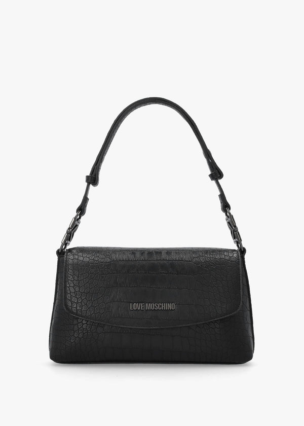 Love Moschino Black Moc Croc Shoulder Bag