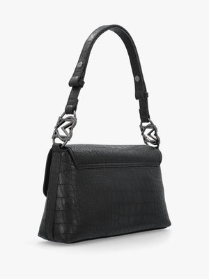 Black Moc Croc Shoulder Bag