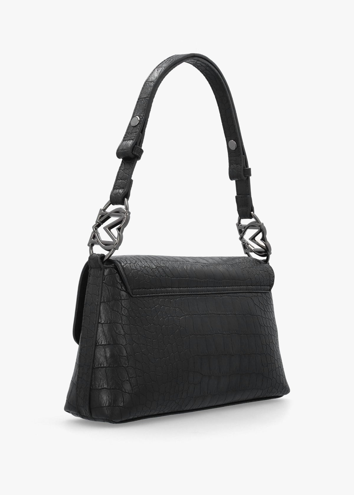 Black Moc Croc Shoulder Bag