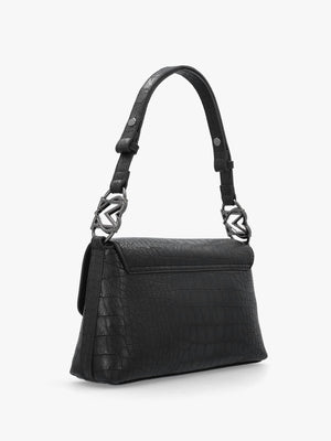 Love Moschino Black Moc Croc Shoulder Bag