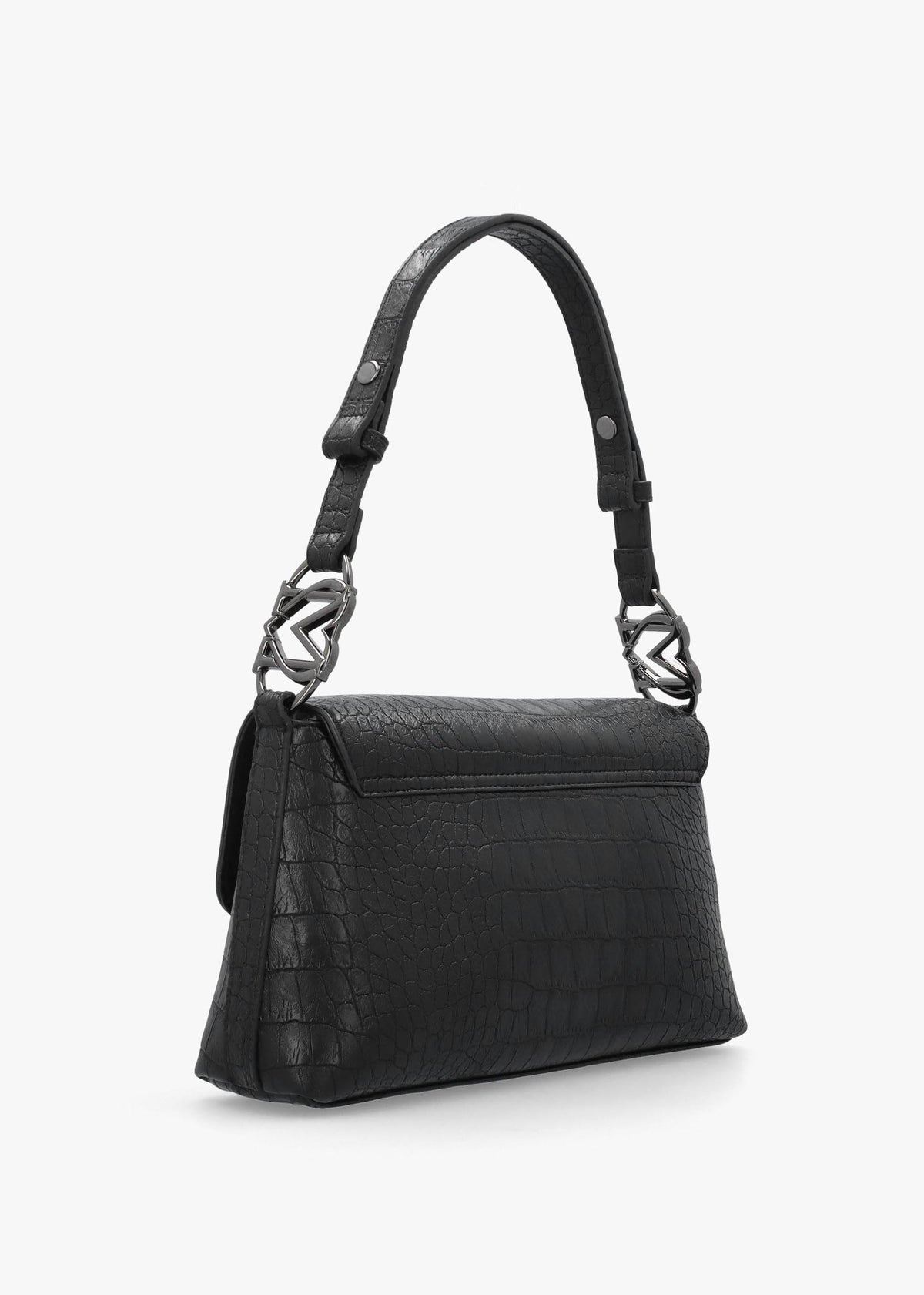 Love Moschino Black Moc Croc Shoulder Bag