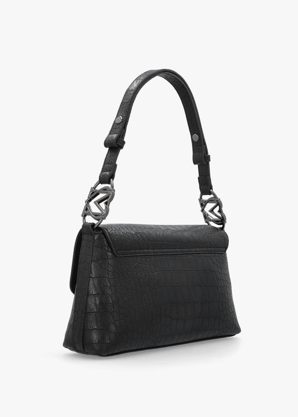 Love Moschino Black Moc Croc Shoulder Bag