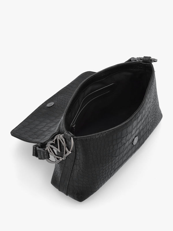 Black Moc Croc Shoulder Bag