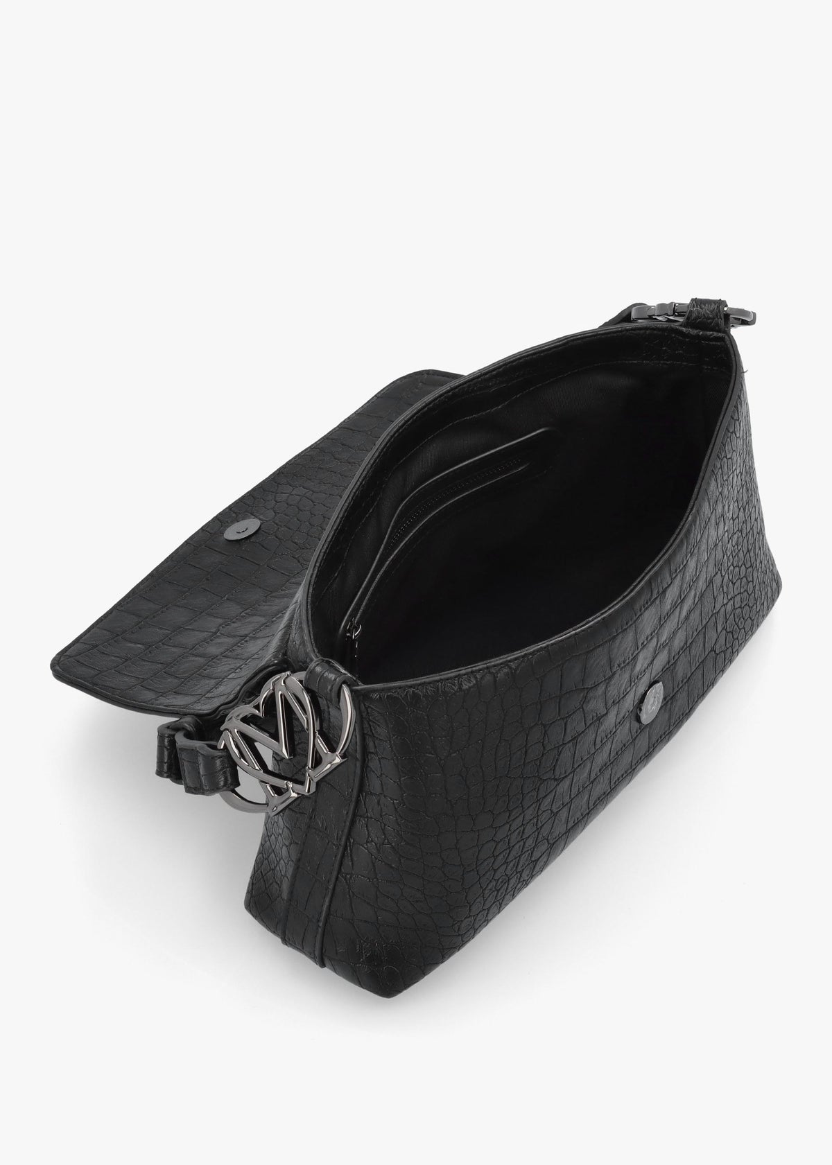 Black Moc Croc Shoulder Bag