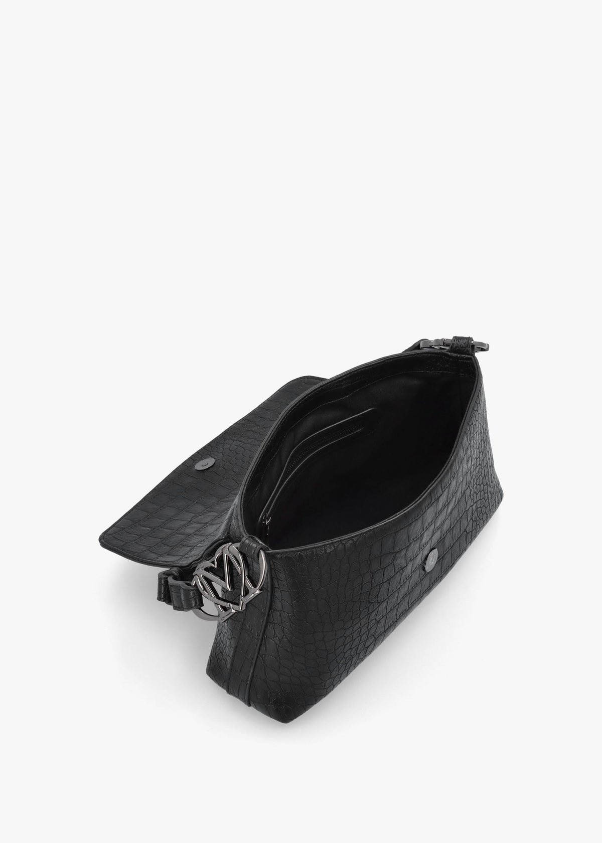 Love Moschino Black Moc Croc Shoulder Bag