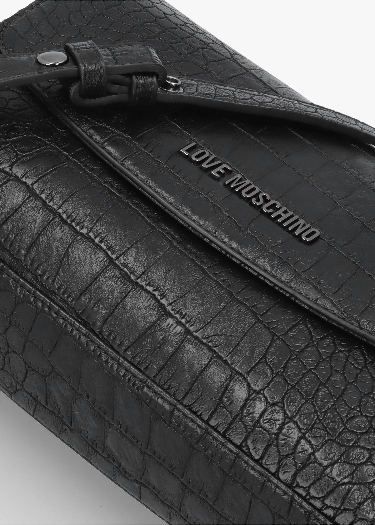 Black Moc Croc Shoulder Bag