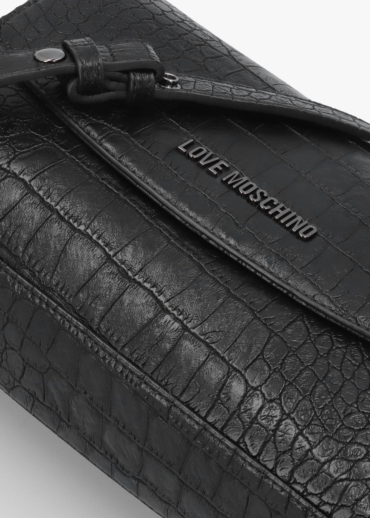 Love Moschino Black Moc Croc Shoulder Bag