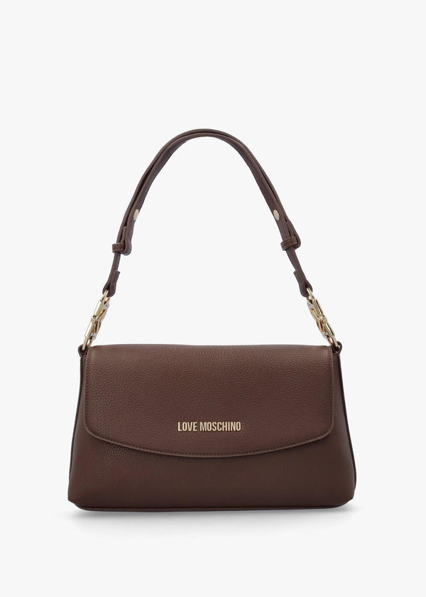 Love Moschino Brown Pebbled Shoulder Bag