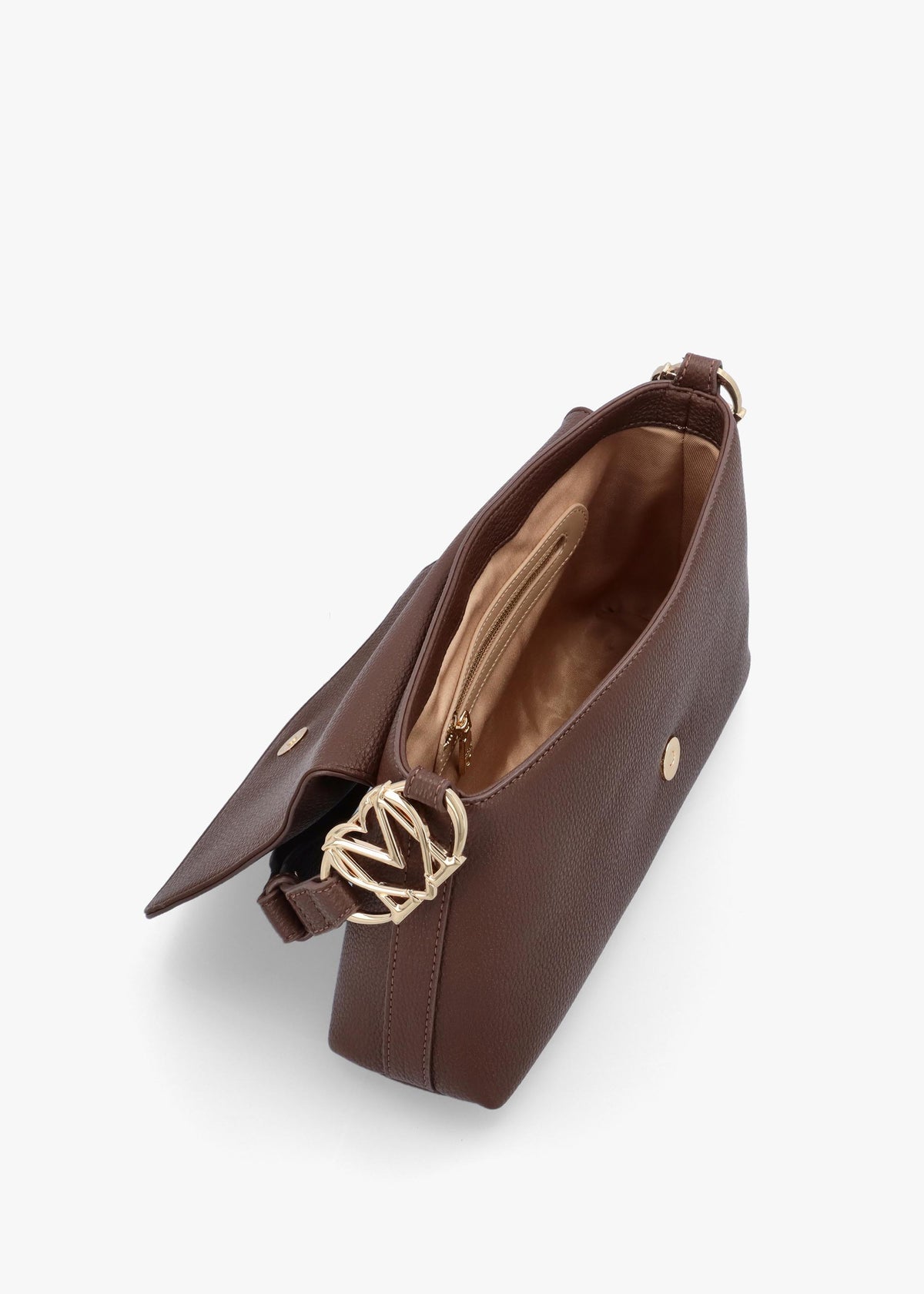 Love Moschino Brown Pebbled Shoulder Bag