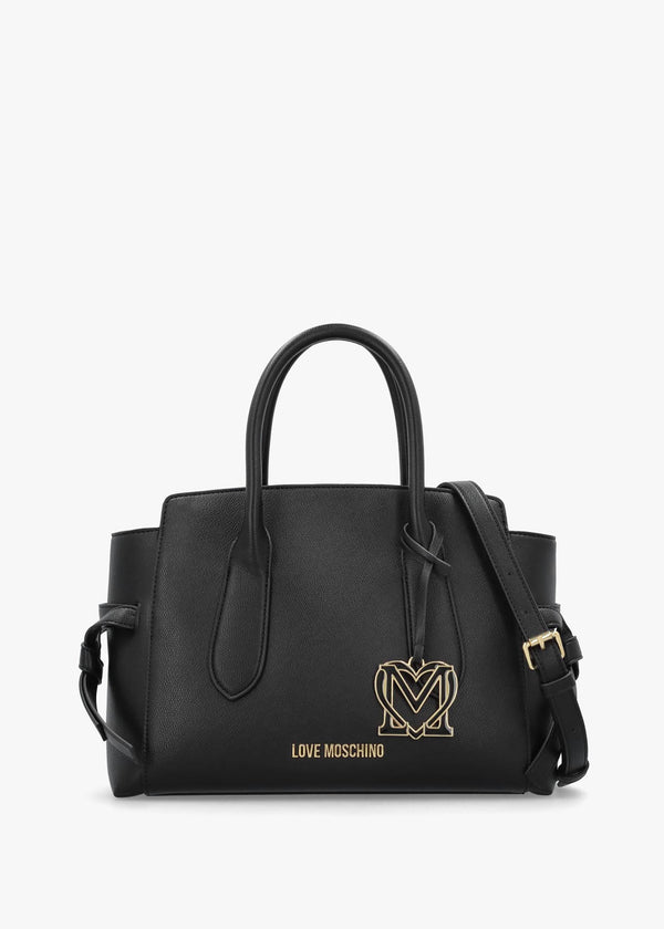 Love Moschino Black Heart Logo Charm Day Bag