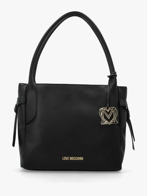 Black Logo Charm Shopper Bag