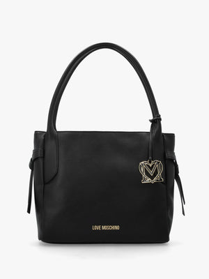 Love Moschino Black Logo Charm Shopper Bag