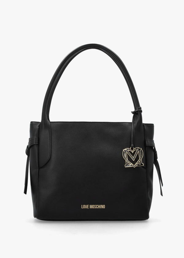 Love Moschino Black Logo Charm Shopper Bag