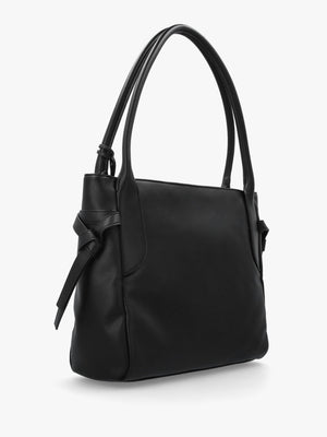 Black Logo Charm Shopper Bag