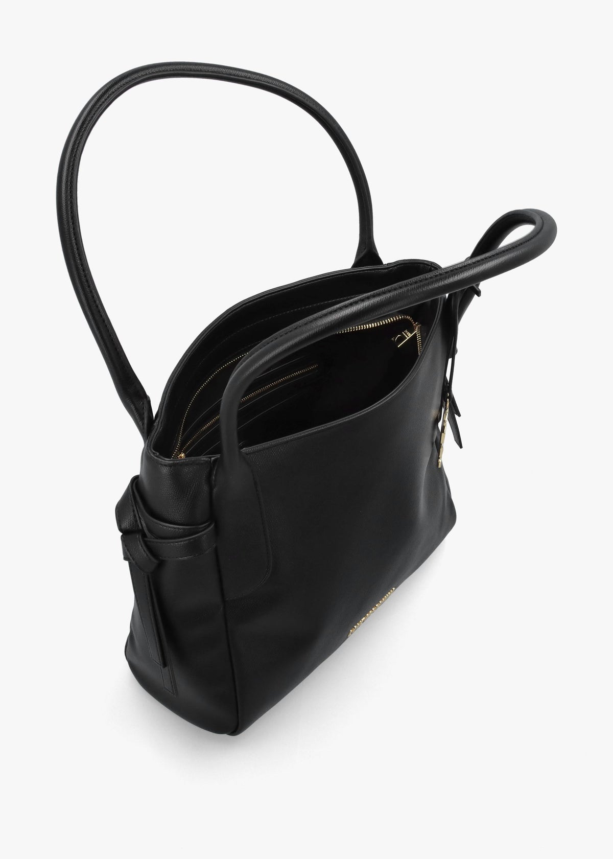 Black Logo Charm Shopper Bag