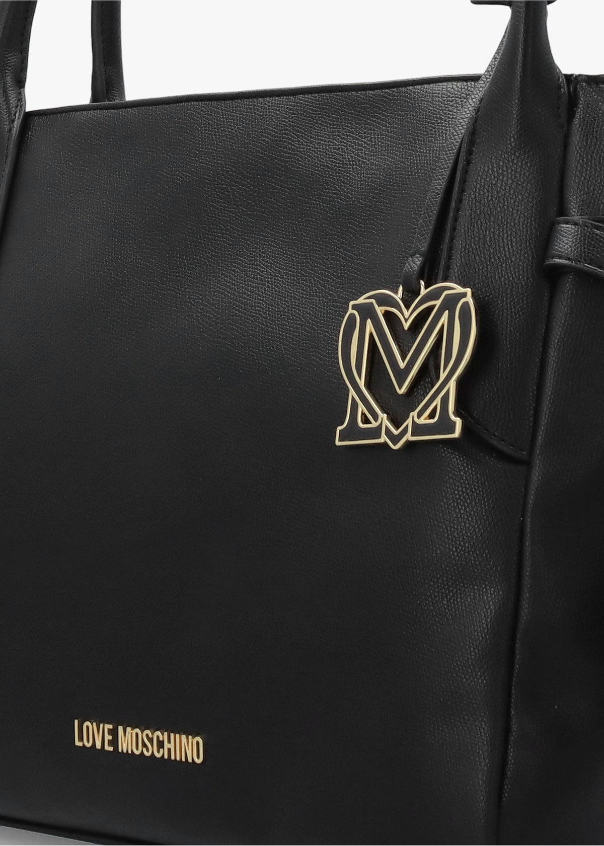 Black Logo Charm Shopper Bag