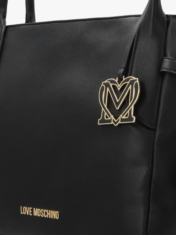 Love Moschino Black Logo Charm Shopper Bag